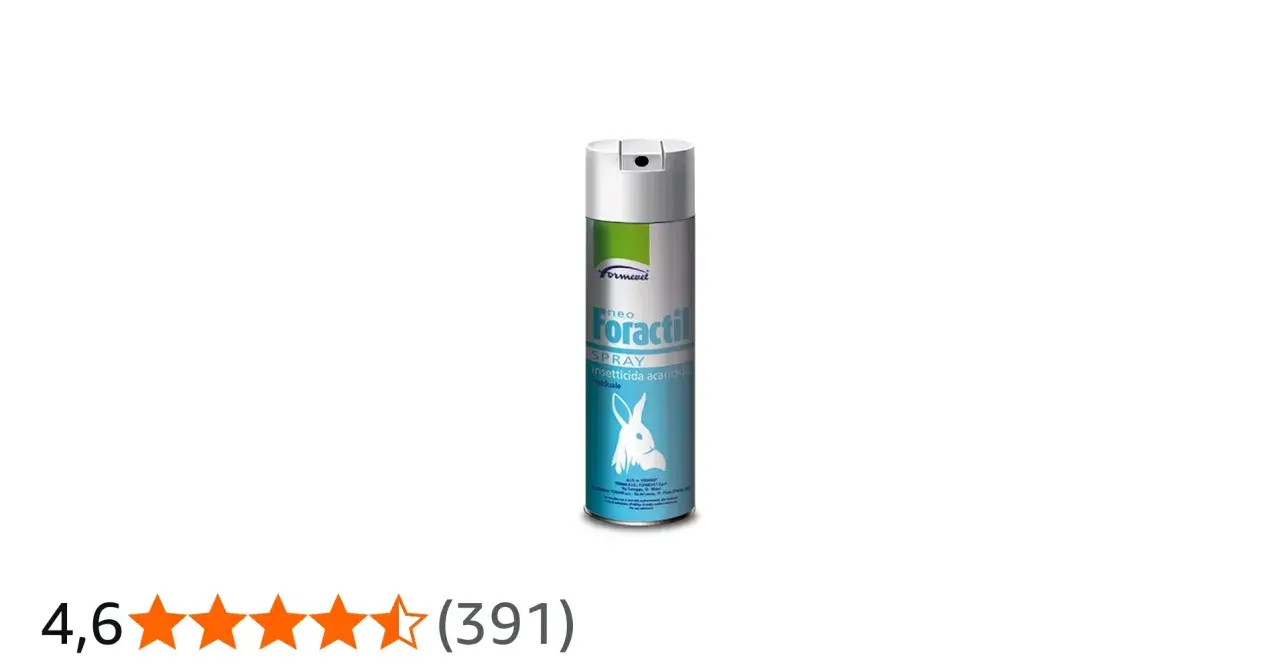 Lattina di neo Foractil spray, insetticida acaricida. Scopri come usarlo per proteggere i tuoi animali.