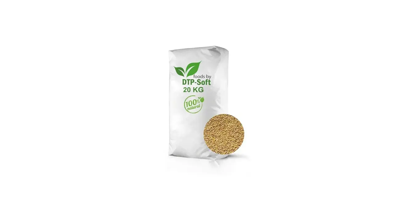 Sacco da 20 kg di miglio per canarini, 100% naturale, ideale per una dieta sana e gustosa.