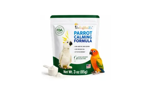 Integratore calmante per pappagalli UnRuffledRx, con formula non sedativa, sicuro per uso quotidiano. Ideale per pappagalli stressati.