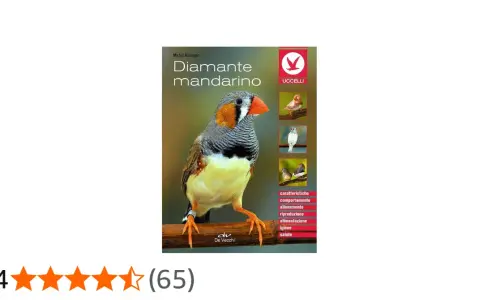 Copertina libro "Diamante mandarino" con un uccello in primo piano e immagini di uccelli e argomenti correlati.