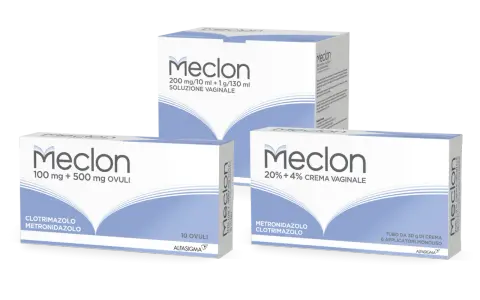 Meclon: ovuli, crema e soluzione vaginale per la cura della tricomoniasi.