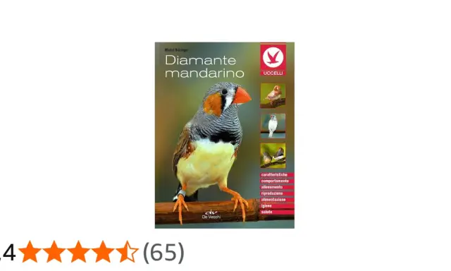 Copertina libro "Diamante mandarino" con un uccello in primo piano e immagini di uccelli e argomenti correlati.
