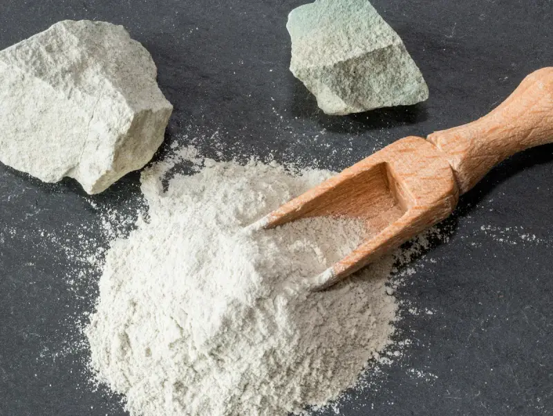 Zeolite in polvere e in rocce, pronta per essere usata per purificare e assorbire.